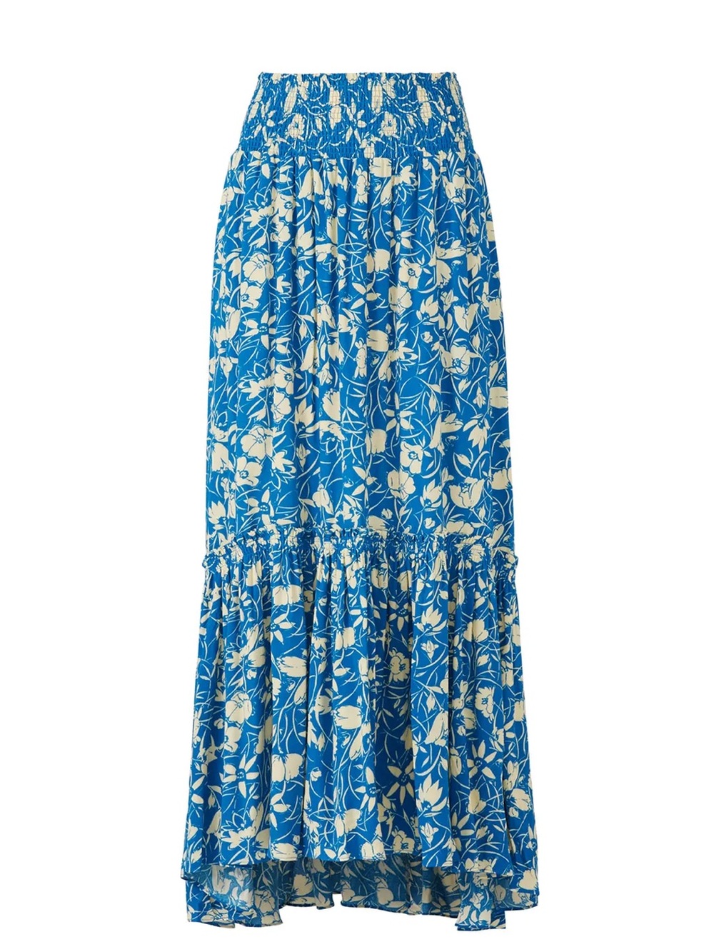 Free People Way Of The Wind Teal Blue Floral Tiered Maxi Skirt XS - Picture 12 of 16